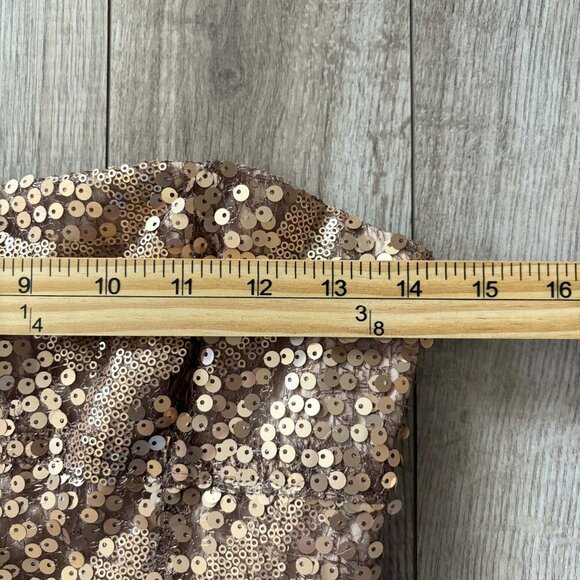 BCBGMAXAZRIA Carole Gold Sequin Strapless Mini Dress Size 0 Party Showgirl - Picture 7 of 13